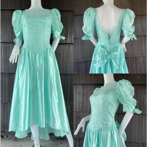 🔥VTG Alfred Angelo Lace Regency Bridgerton Coquette Party Prom Wedding Dress